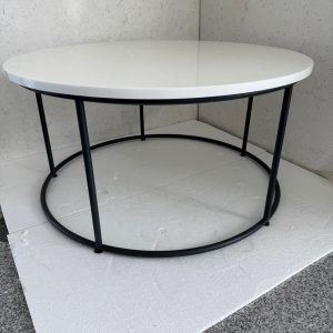 OKRUGLA PLOČA STOLA KVARC QUARTZ I METALNE NOGICE